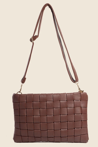 Hot Girl Fame Faux Leather Basket Weave  Crossbody Bag