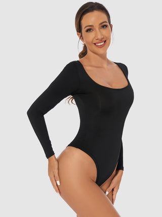 Hot Girl Scoop Neck Long Sleeve Bodysuit