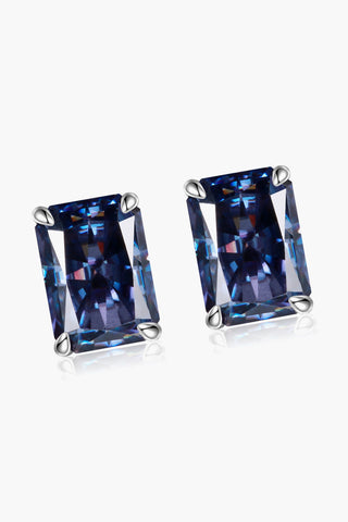 HGA 2 Carat Rectangle Moissanite Stud Earrings In Blue - Hot Girl Apparel