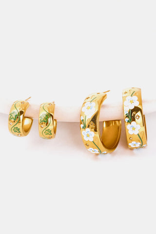 Hot Girl 18K Gold Plated Floral C- Hoop Earrings - Hot Girl Apparel