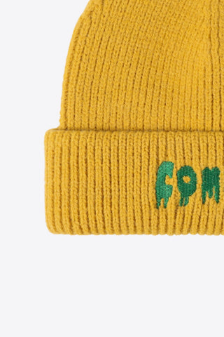 Hot Girl COME ON Embroidered Knit Beanie