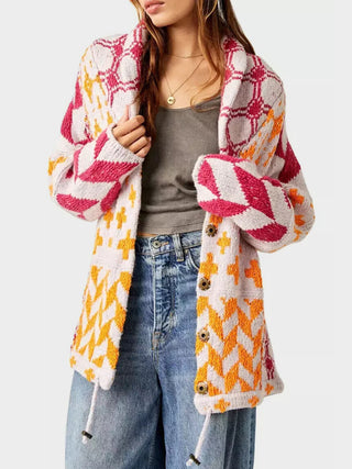 Hot Girl Geo Print Oversized Cardigan