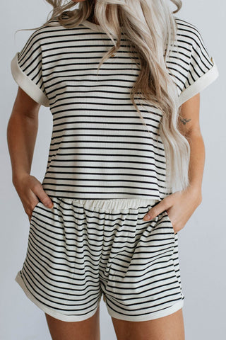 Hot Girl Striped Top and Shorts Lounge Set - Hot Girl Apparel