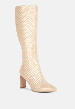 Hot Girl X London Rag Quilted Italian Block Heel Calf Boots