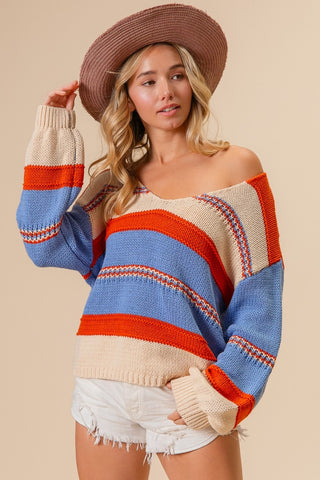 Hot Girl All American Striped Scoop Neck Sweater