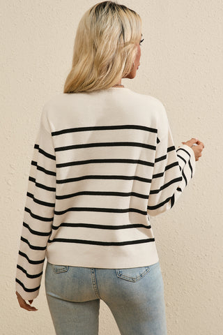 Hot Girl Striped Button Up Cardigan Sweater