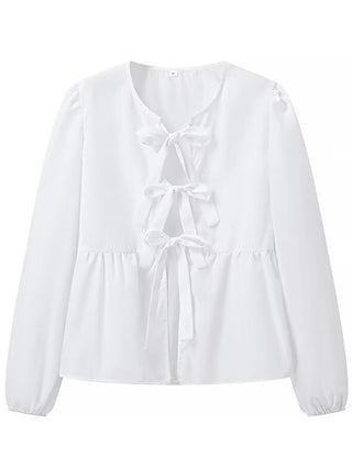 Hot Girl Bridget Bow Tied Long Sleeve Blouse