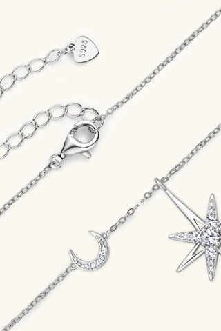 HGA Moon & Star Moissanite Sterling Silver Necklace