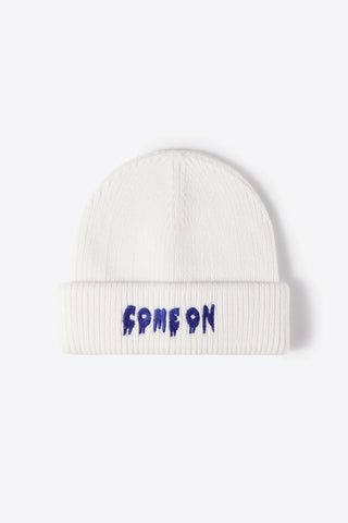 Hot Girl COME ON Embroidered Knit Beanie