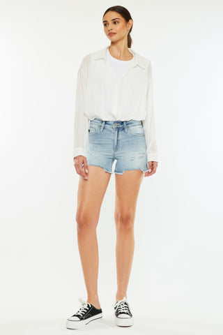 Hot Girl X Kancan High Rise Side Slit Denim Shorts - Hot Girl Apparel