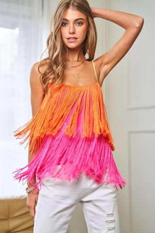 Hot Girl So Fetch Fringe Layered Cami Top