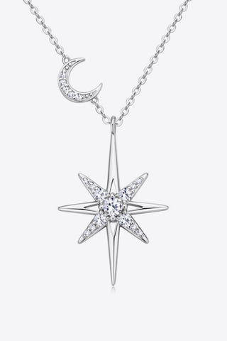 HGA Moon & Star Moissanite Sterling Silver Necklace