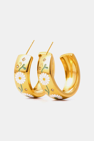 Hot Girl 18K Gold Plated Floral C- Hoop Earrings - Hot Girl Apparel