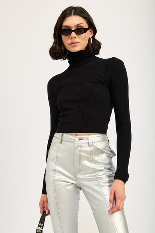 Hot Girl Emory Ribbed Turtleneck Long Sleeve Top