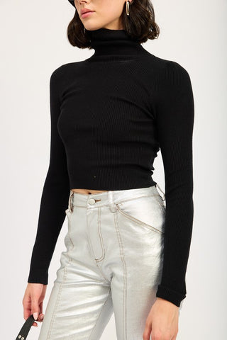 Hot Girl Emory Ribbed Turtleneck Long Sleeve Top