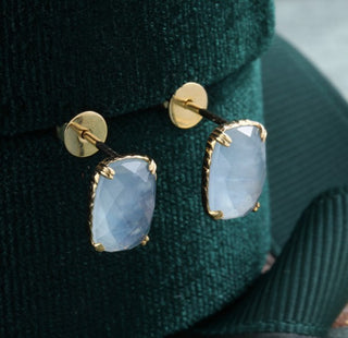 SoCali 18K Gold Vermeil Aquamarine Stud Earrings