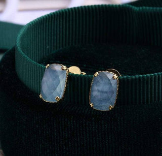 SoCali 18K Gold Vermeil Aquamarine Stud Earrings