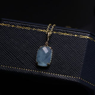 SoCali 9K Solid Gold Aquamarine Pendant