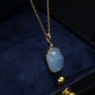 SoCali 9K Solid Gold Aquamarine Pendant