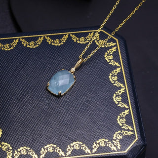 SoCali 9K Solid Gold Aquamarine Pendant