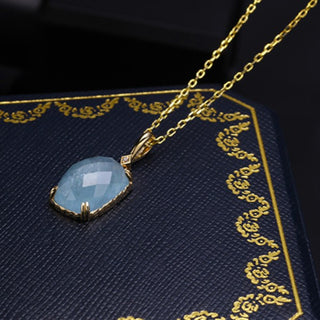 SoCali 9K Solid Gold Aquamarine Pendant