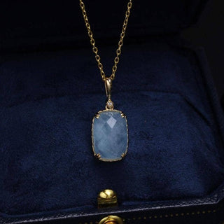 SoCali 9K Solid Gold Aquamarine Pendant