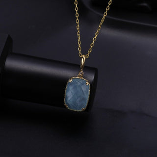 SoCali 9K Solid Gold Aquamarine Pendant