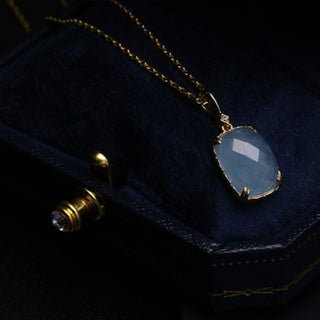 SoCali 9K Solid Gold Aquamarine Pendant