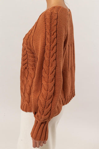 Hot Girl HYFVE Cable-Knit Raglan Sleeve Sweater In Rust