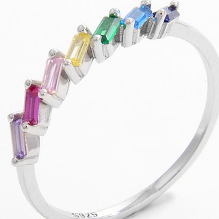 HGA Sterling Silver Rainbow Contrast Ring