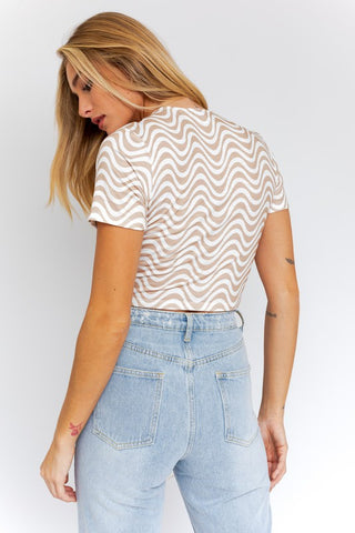 Hot Girl Waverunner Criss Cross Short Sleeve Crop Top