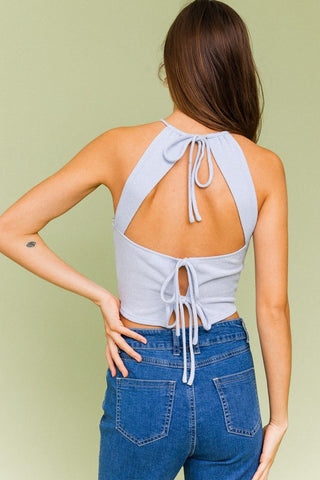 Hot Girl Open Back Halter Crop Top