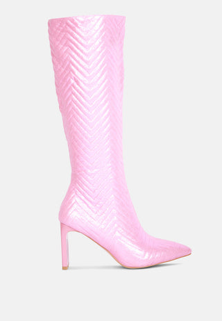 Hot Girl X London Rag Quilted Italian Block Heel Calf Boots