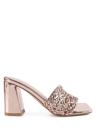 Hot Girl X London Rag Adorbs Metallic Braided Block Heel Sandals