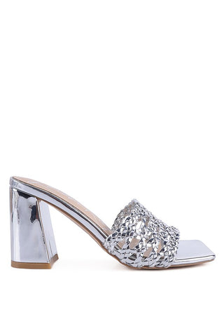 Hot Girl X London Rag Adorbs Metallic Braided Block Heel Sandals