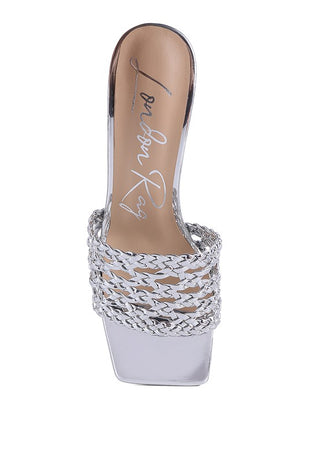 Hot Girl X London Rag Adorbs Metallic Braided Block Heel Sandals