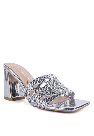 Hot Girl X London Rag Adorbs Metallic Braided Block Heel Sandals