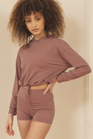 Hot Girl Naomi Brushed Nylon Active Cropped Hoodie