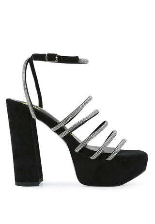 Hot Girl X London Rag Got Tricks Suede Block Heel Rhinestone Sandals