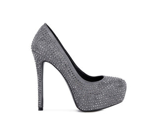 Hot Girl X London Rag CLARISSE Diamante Suede High Heeled Pumps