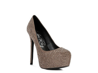 Hot Girl X London Rag CLARISSE Diamante Suede High Heeled Pumps