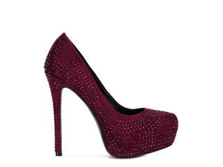 Hot Girl X London Rag CLARISSE Diamante Suede High Heeled Pumps