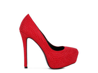 Hot Girl X London Rag CLARISSE Diamante Suede High Heeled Pumps