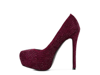 Hot Girl X London Rag CLARISSE Diamante Suede High Heeled Pumps