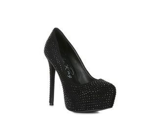 Hot Girl X London Rag CLARISSE Diamante Suede High Heeled Pumps