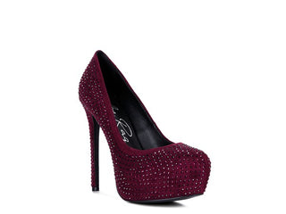 Hot Girl X London Rag CLARISSE Diamante Suede High Heeled Pumps