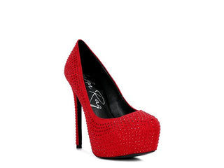 Hot Girl X London Rag CLARISSE Diamante Suede High Heeled Pumps