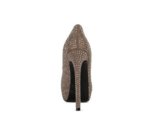 Hot Girl X London Rag CLARISSE Diamante Suede High Heeled Pumps