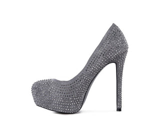 Hot Girl X London Rag CLARISSE Diamante Suede High Heeled Pumps