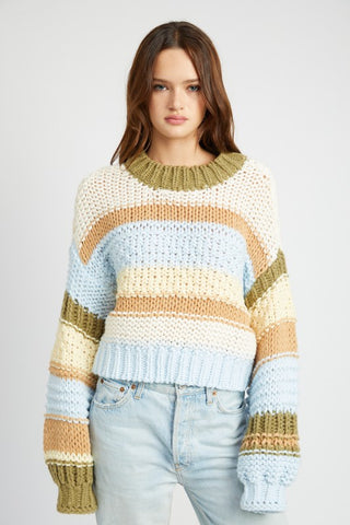 Hot Girl Cozy Stripes Chunky Sweater